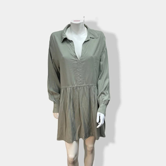 H&m LOGG Green‎ V-Neck Shirt Dress - Picture 1 of 4
